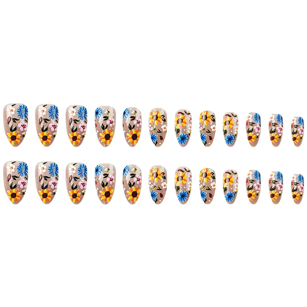 Nailhour Summer Floral 24Pcs Holiday Press On Nails