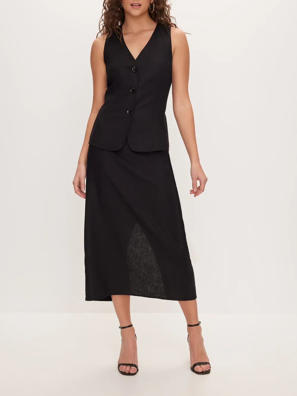 Linen Blend Tailored Vest