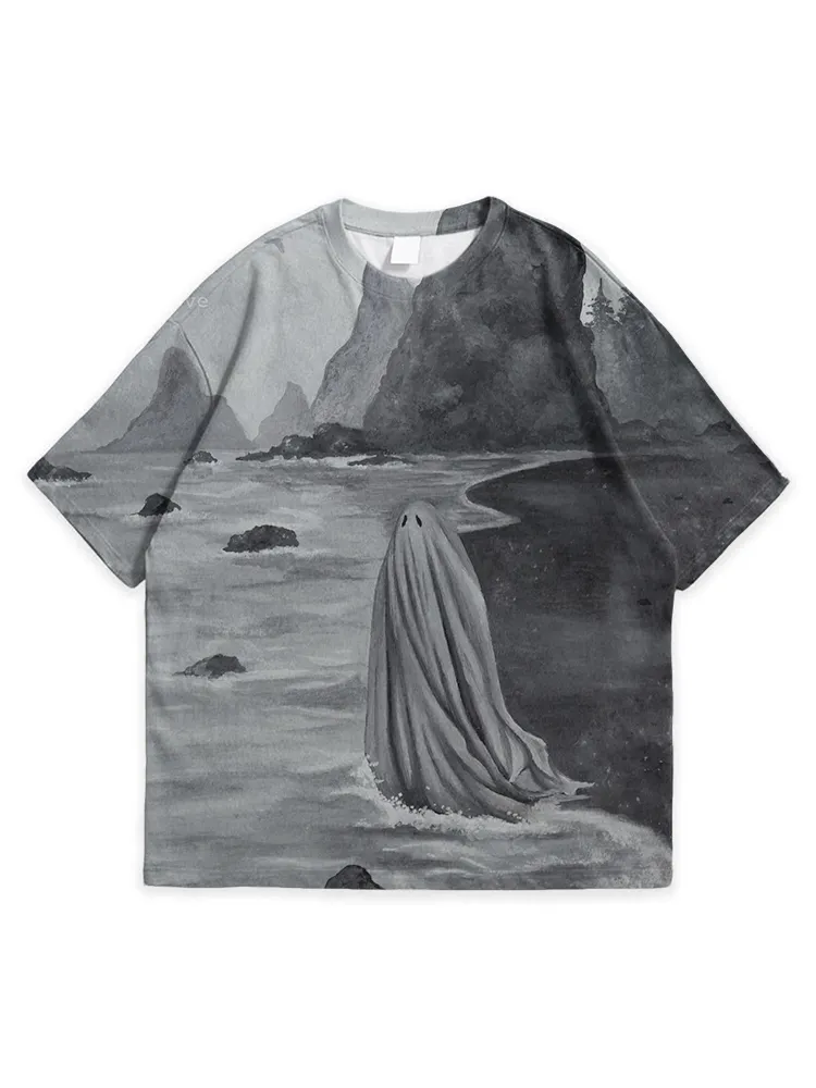 Men'S Halloween Abstract Art Personality Simple Round Neck Top Tshirt