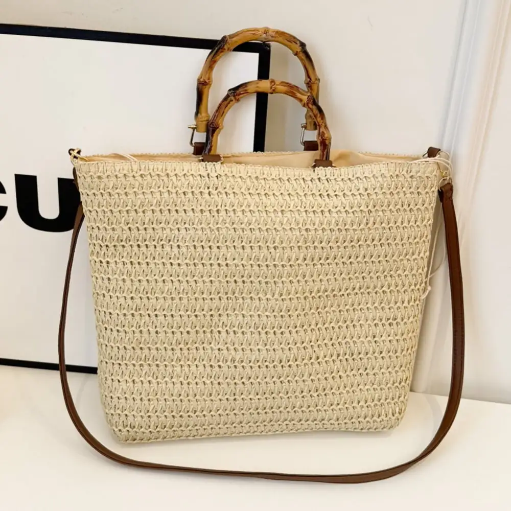 Bamboo Handle Handbag Shoulder Bag