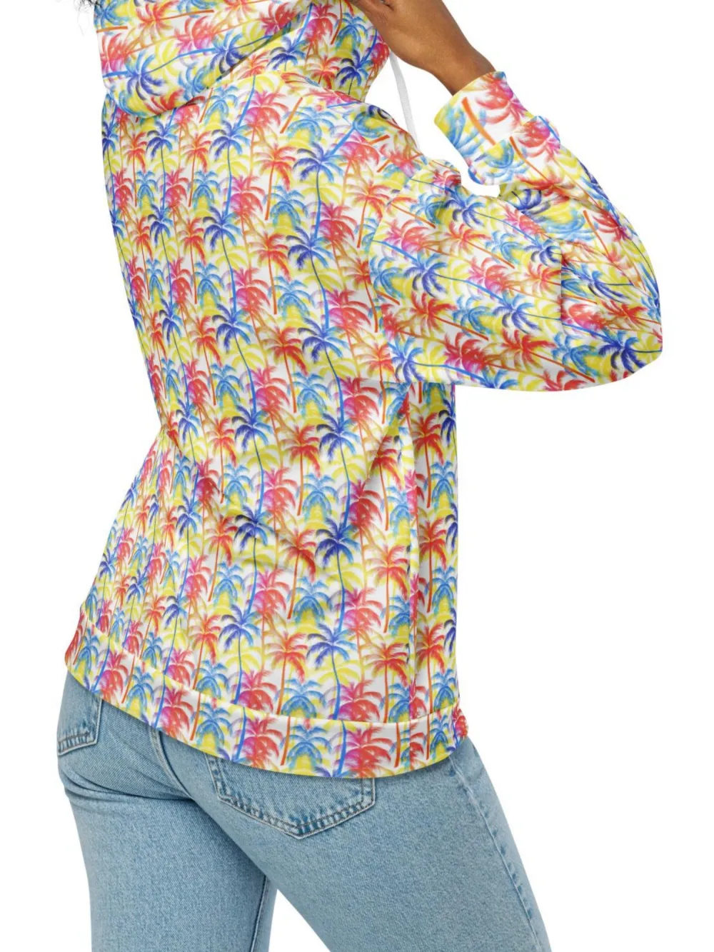 Beach Palm Themed Zip Hoodie