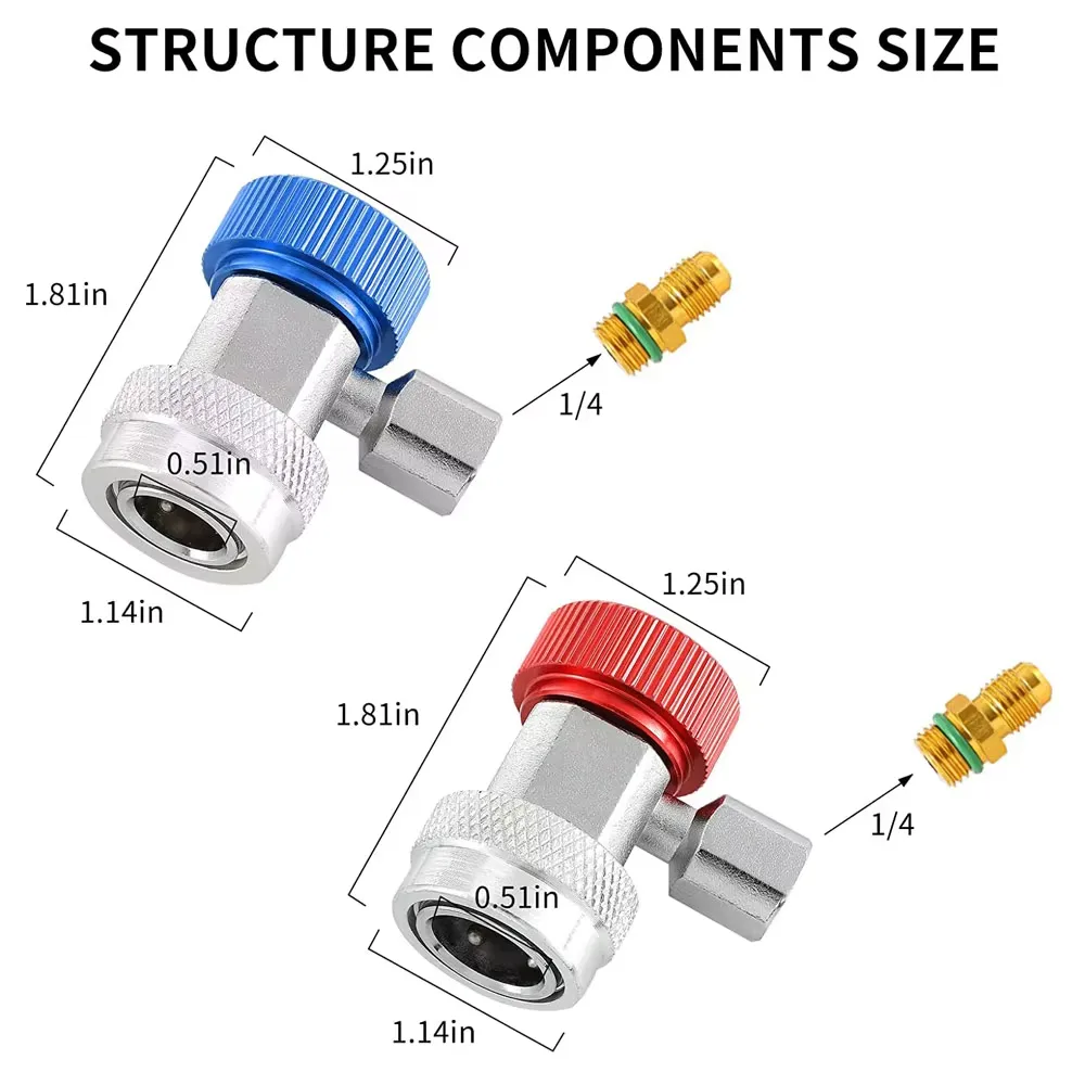 2 Pcs Air Conditioning Quick Coupler Adapter