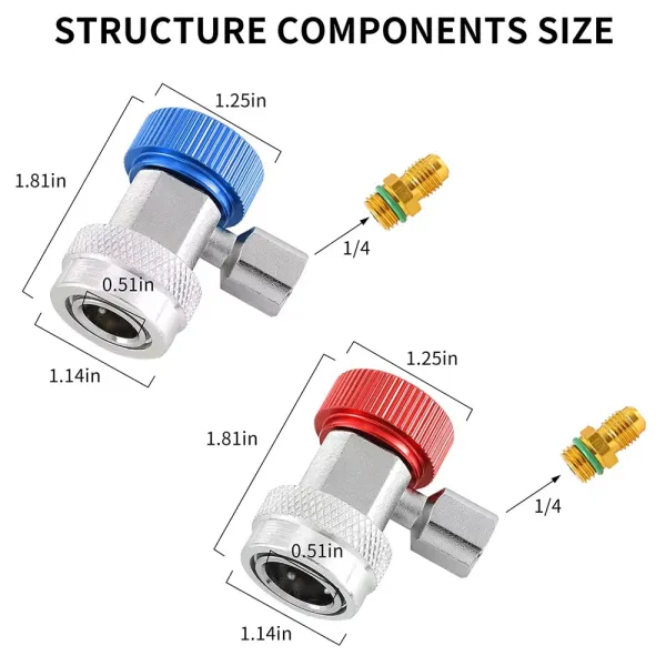 2 Pcs Air Conditioning Quick Coupler Adapter