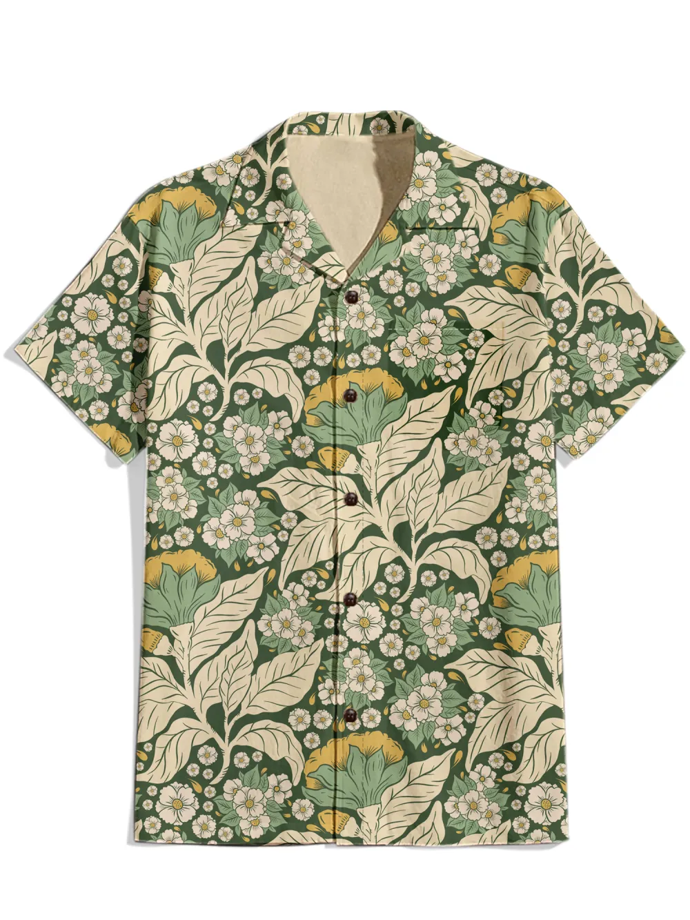 Floral Garden - 100% Cotton Cuban Collar Shirt