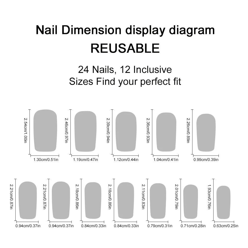 Nailhour 24Pcs Rainbow Striped French Medium Square Press On Nails
