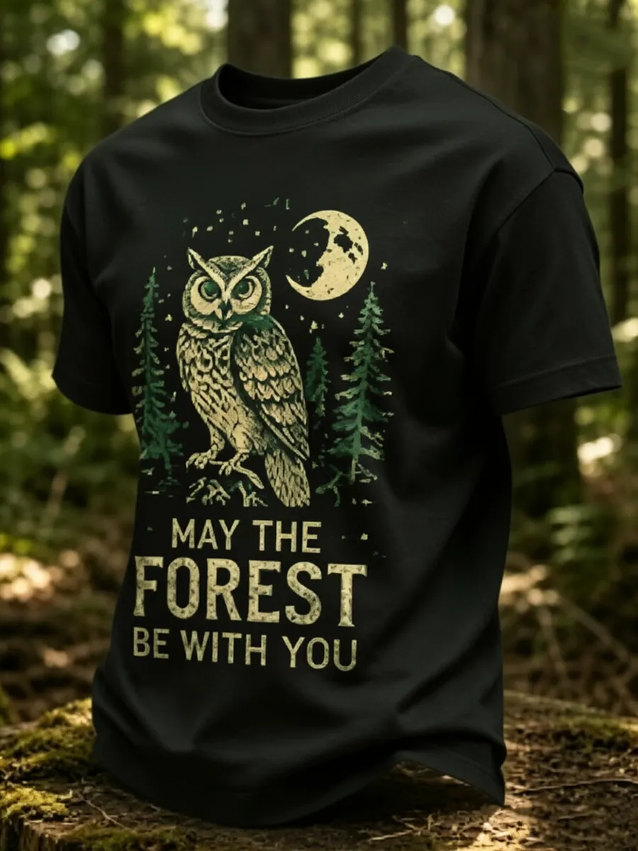 Men's May The Forest Be With You Printed Casual T-Shirt