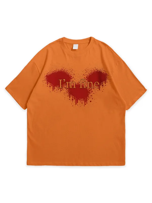 Men'S Halloween I'M FINE Daily Leisure Round Neck  T-Shirt