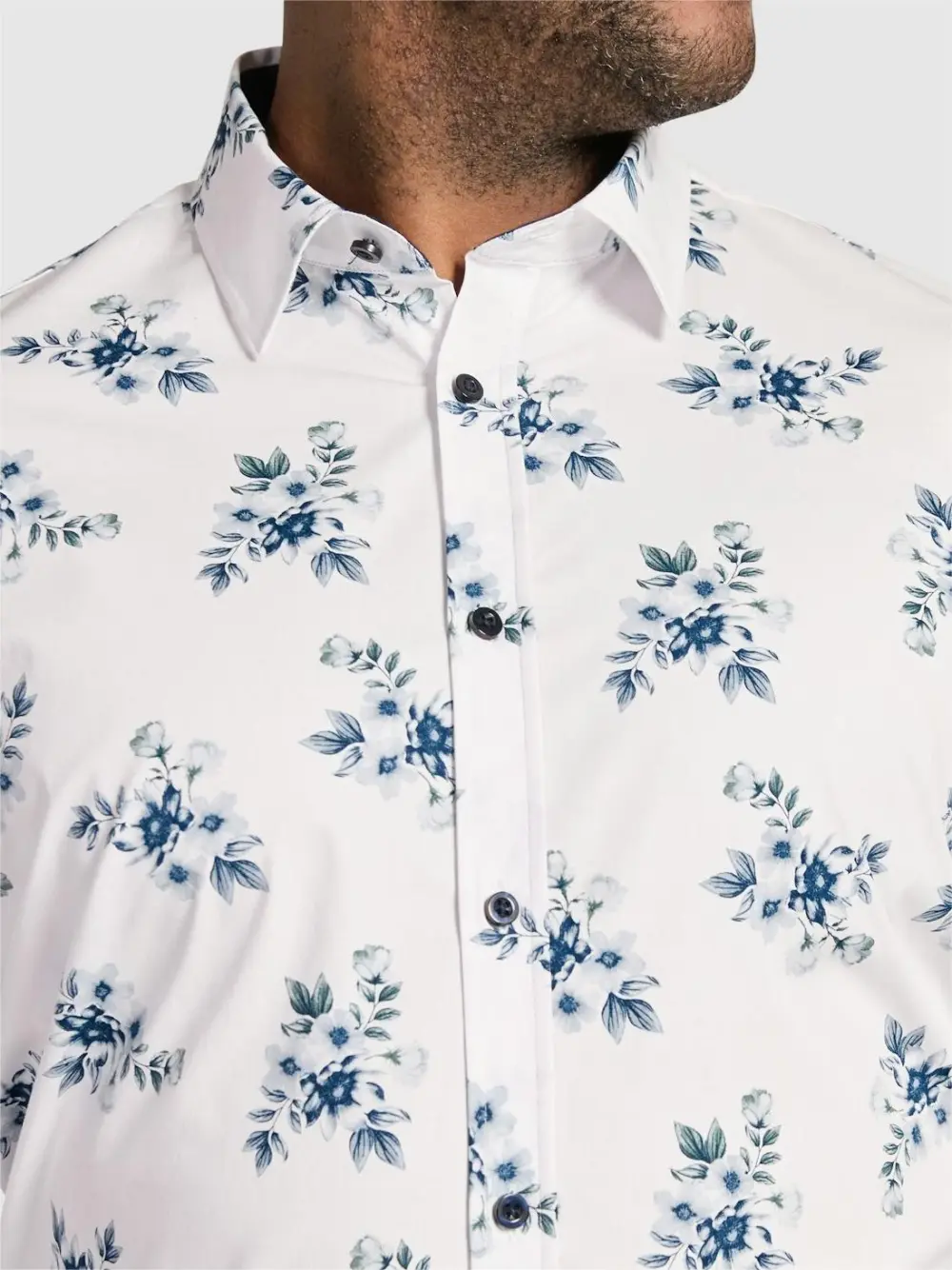 Navy Casual Floral Long Sleeve Shirts