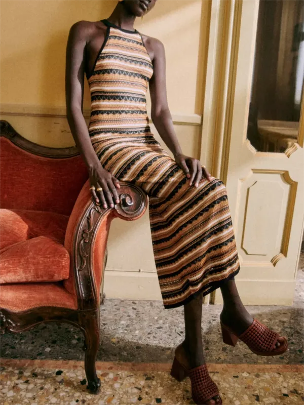 Striped Printed Knit Sleeveless Dresses