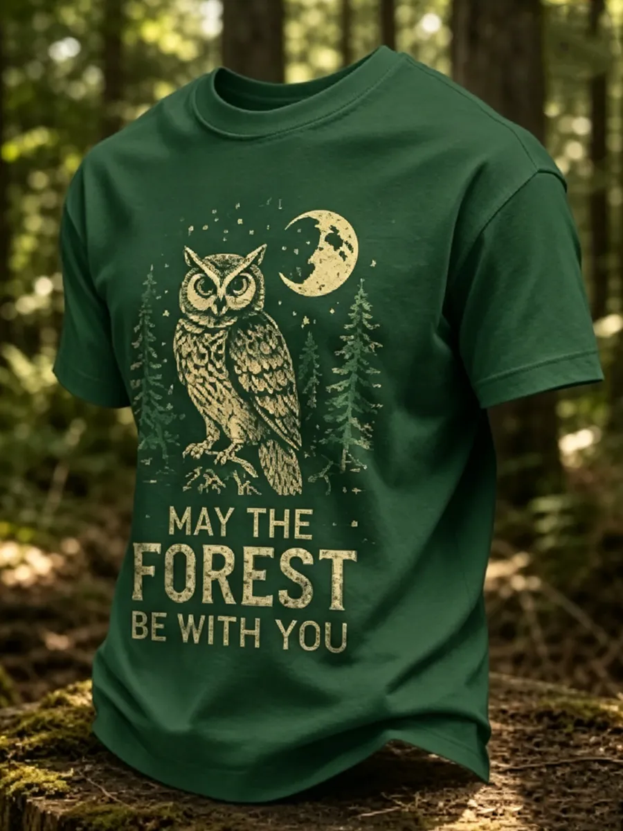 Men's May The Forest Be With You Printed Casual T-Shirt