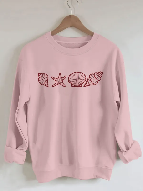 Retro Style Starfish Print Long Sleeve Women Sweatshirt