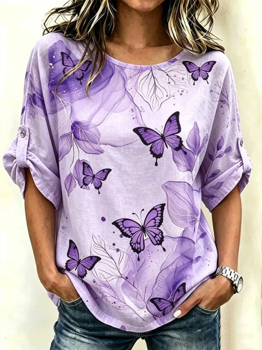 Women's Alzheimer's Disease Awareness Cotton and Linen Sleeves Top