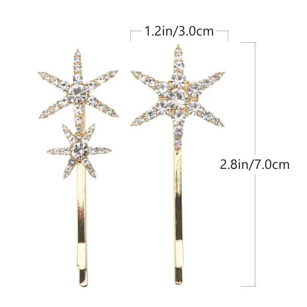 Gold Star-Shaped Fine Diamond Metal Hairpin