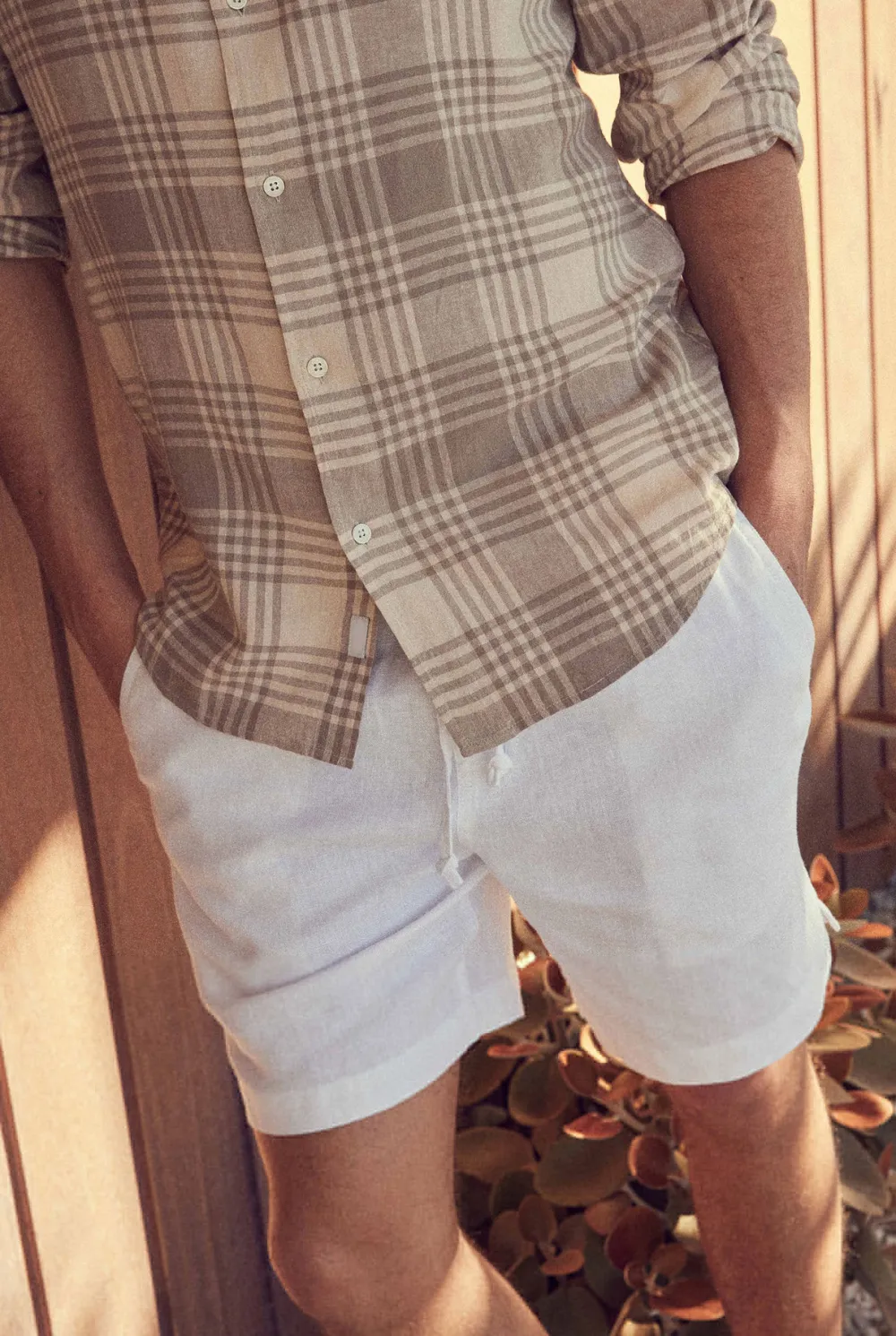Navy Linen Shorts