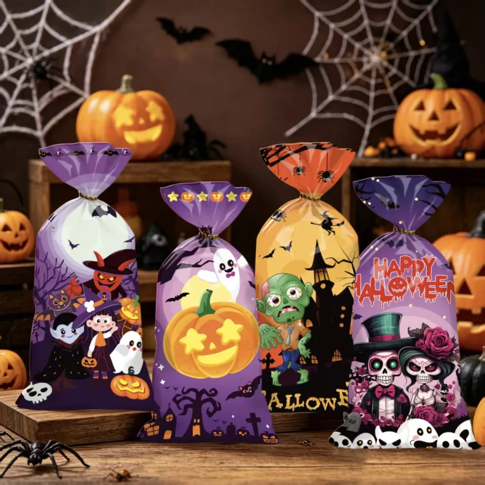 50pcs Halloween Candy Bags Trick-or-Treating Baking Bags