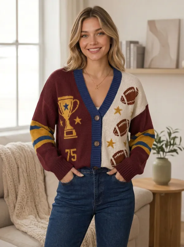 Women's Gridiron Trophy Ball Knit Cardigan