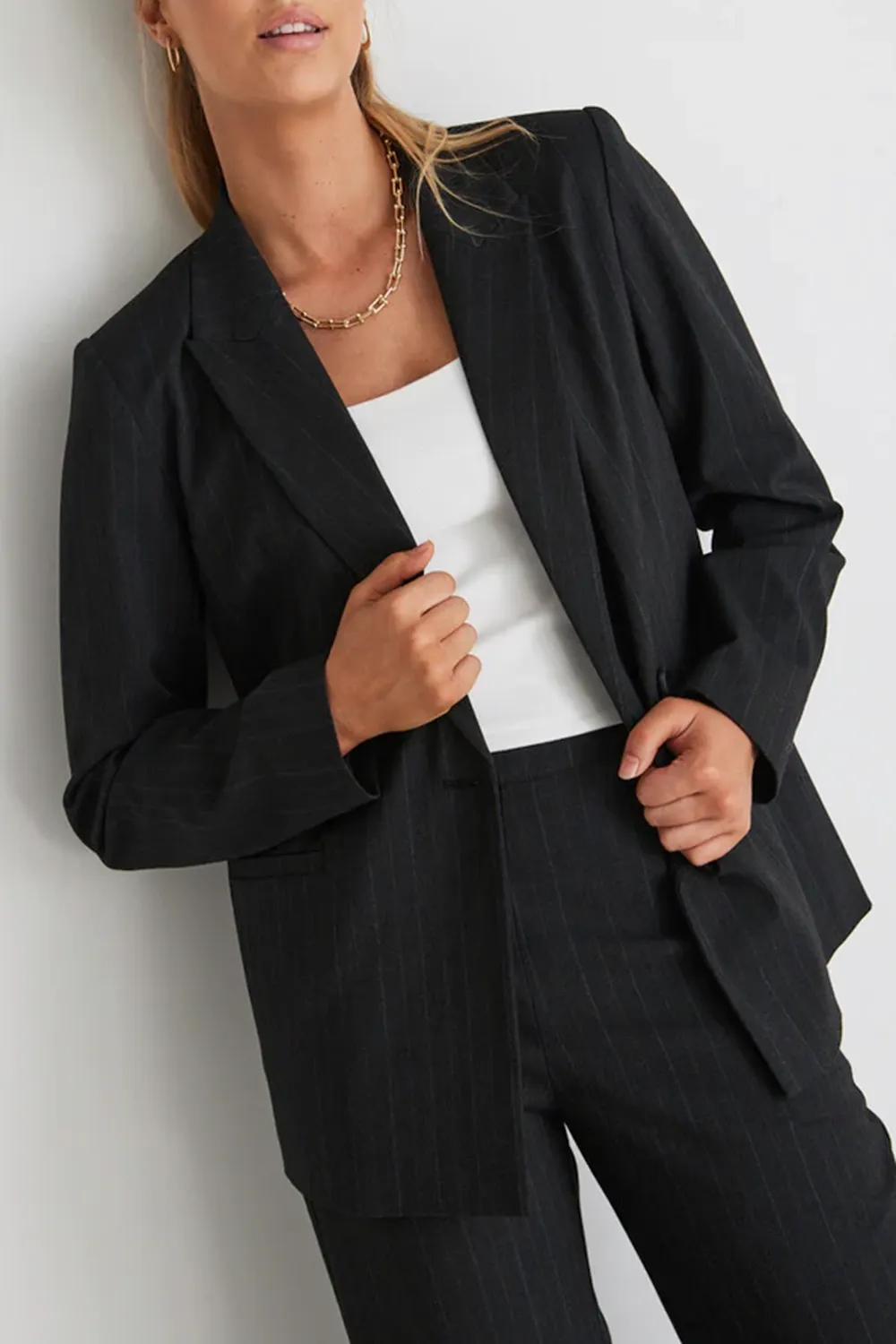 Black Structured Short - Sleeve Blazer