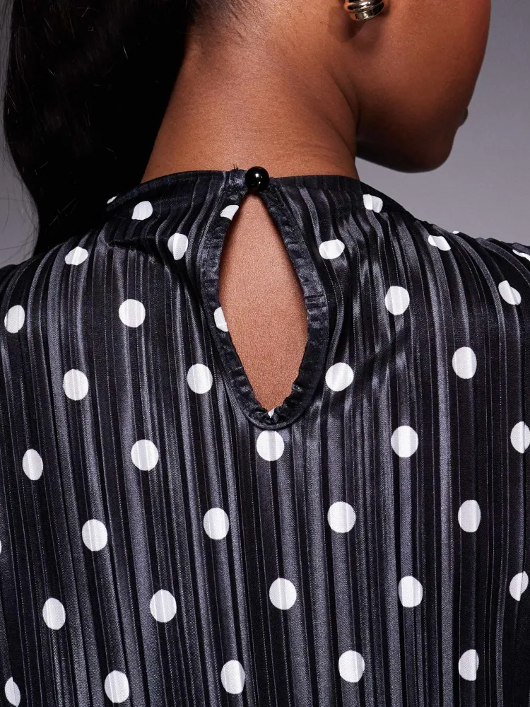 Polka Dot Mock Neck Dress