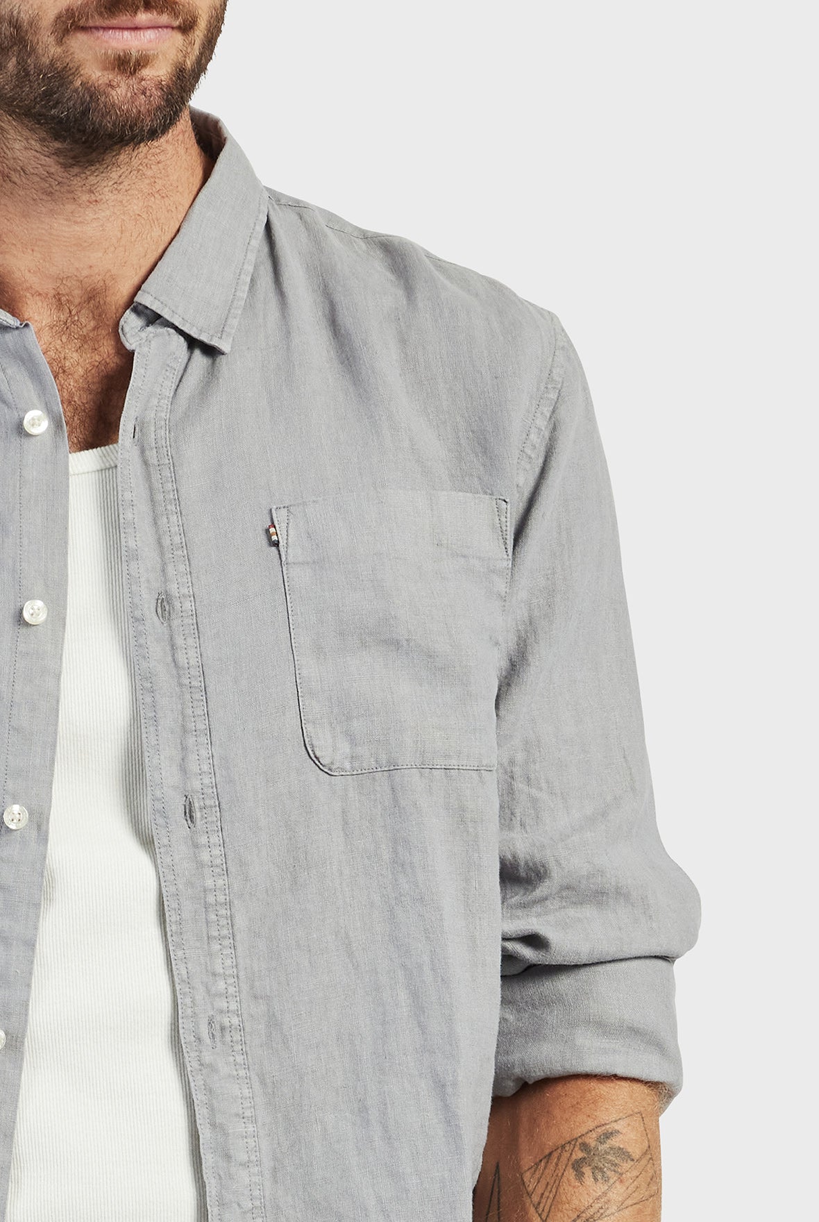 Hampton Linen Shirt-Ash grey
