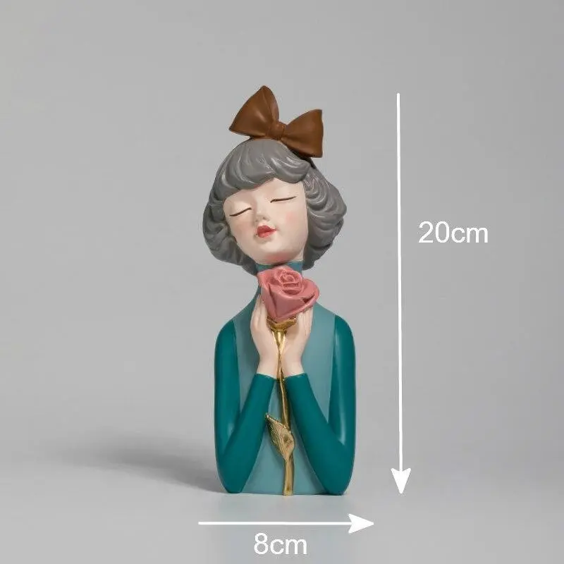 Bow Girl With Rose Sculpture