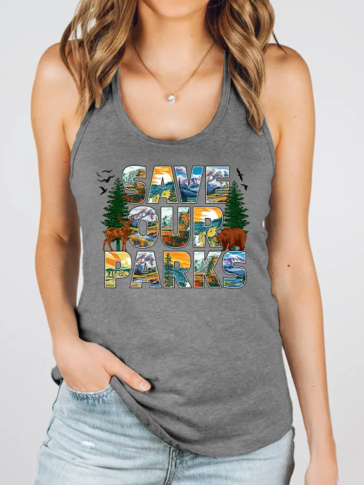 Women's Save Our National Parks Round-Necked Sleeveless Vest
