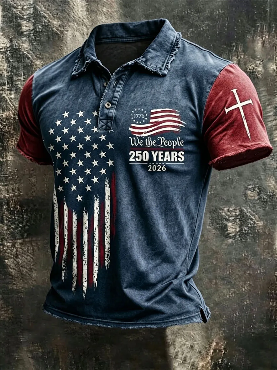 Men'S 250Th Anniversary Faith Printed Casual Polo Shirt