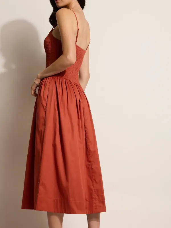Terracotta Shirred Detail Dress