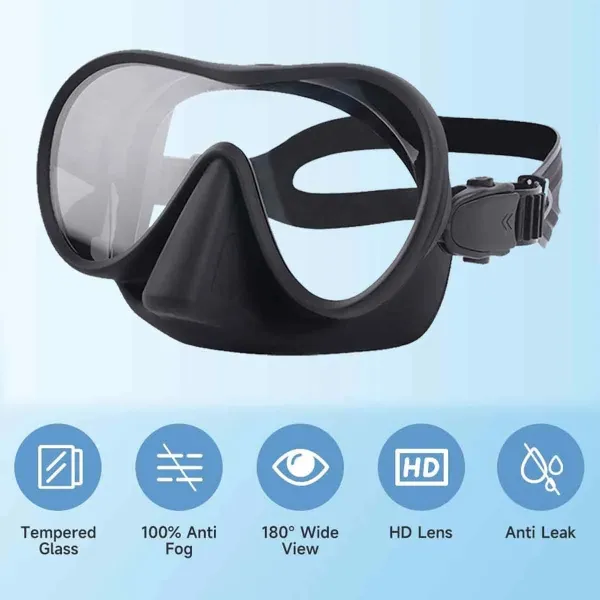Black Full-Coverage Adjustable Adult Scuba Diving Mask