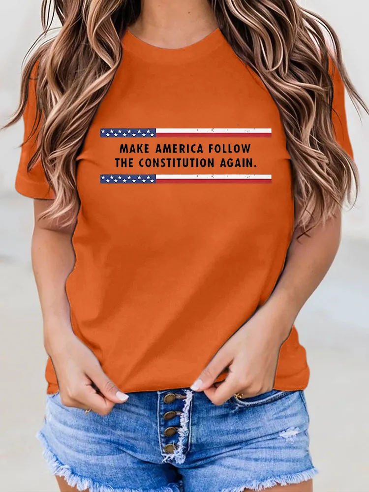 Woman'S Make America Follow The Constitution Again Crew Neck Short Sleeve T-Shirt