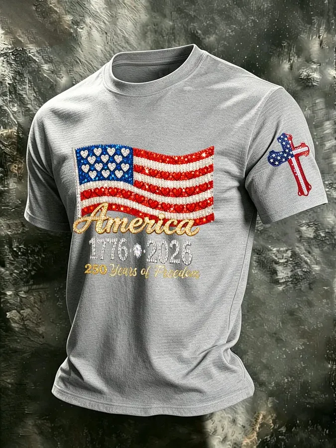 Men'S America Flag Print T Shirt