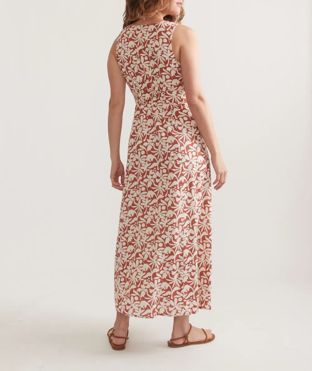 Rusty Floral Button-Front Maxi Dress