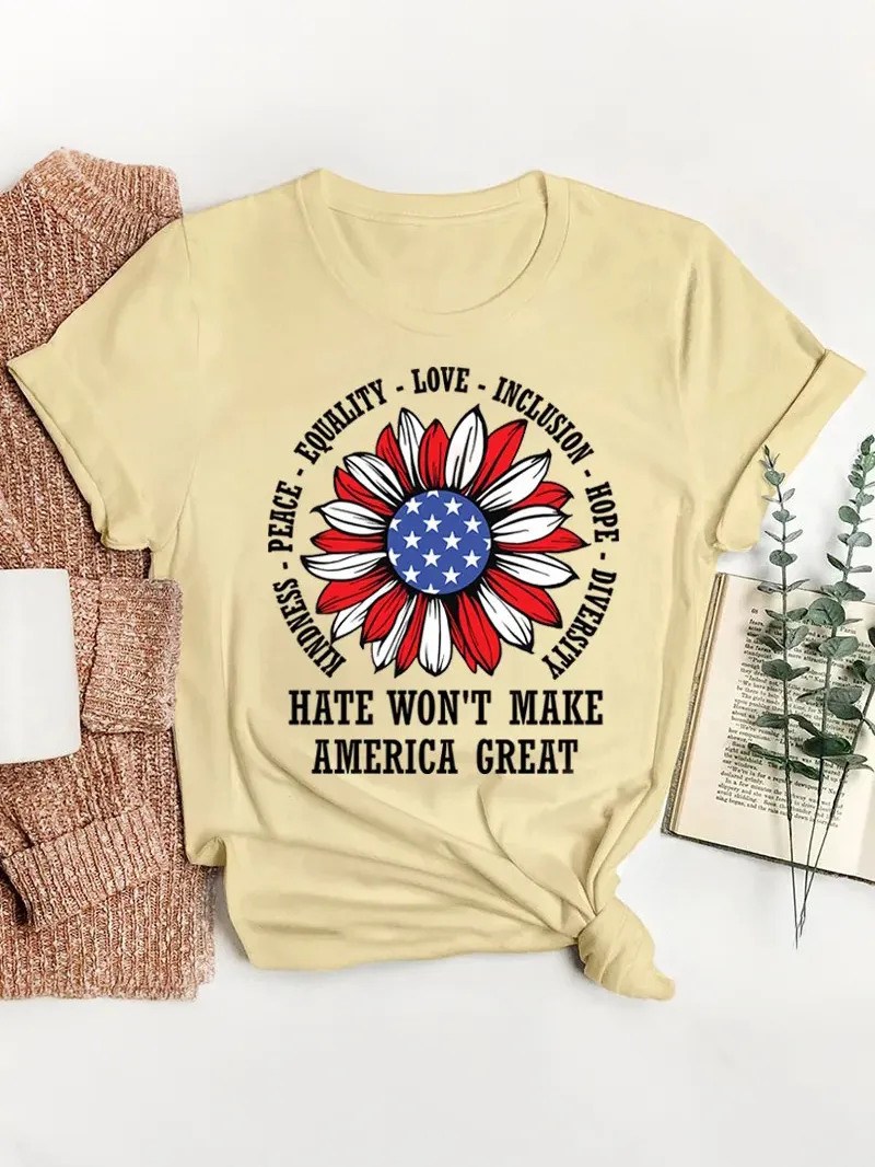 Kindness Peace Love Hate Won't Make America Great Teacher T-Shirt