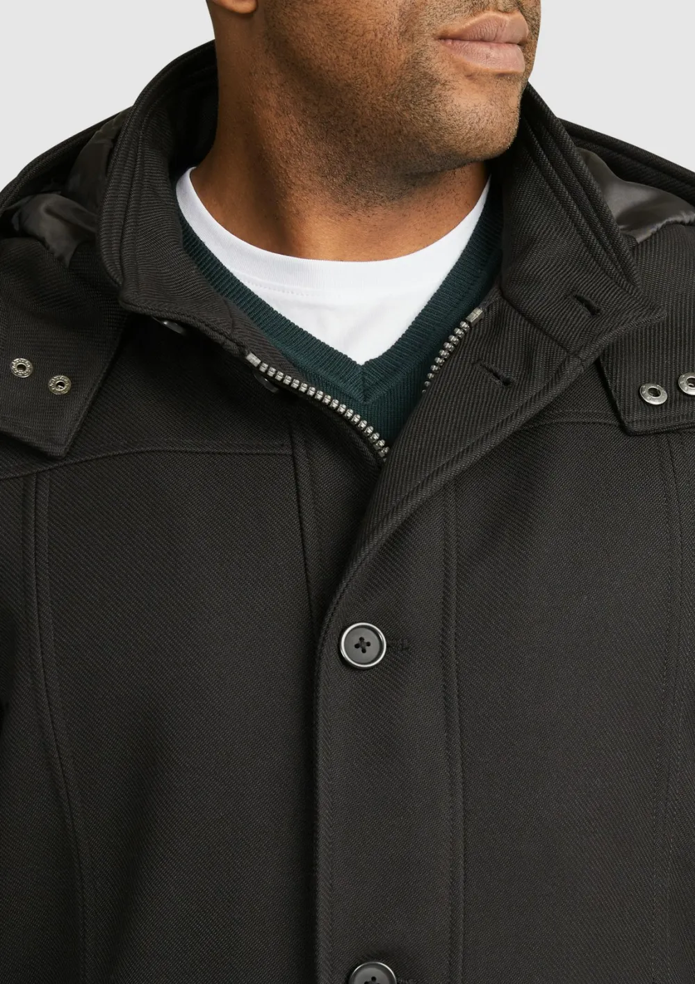 Black Practical Hooded Long Coats