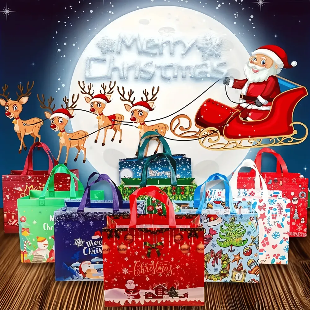 Large Unisex Multifunctional Non-Woven Christmas Gift   Bag with Handles