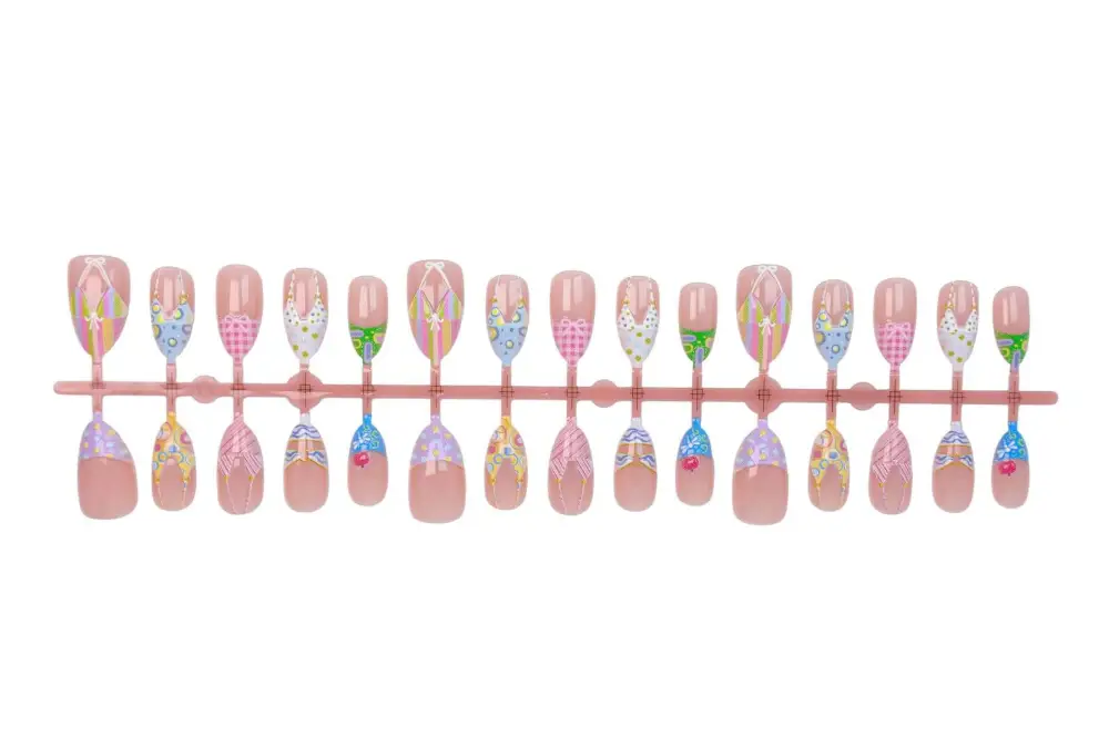 Nailhour 30Pcs Y2K French Medium Almond Press On Nails