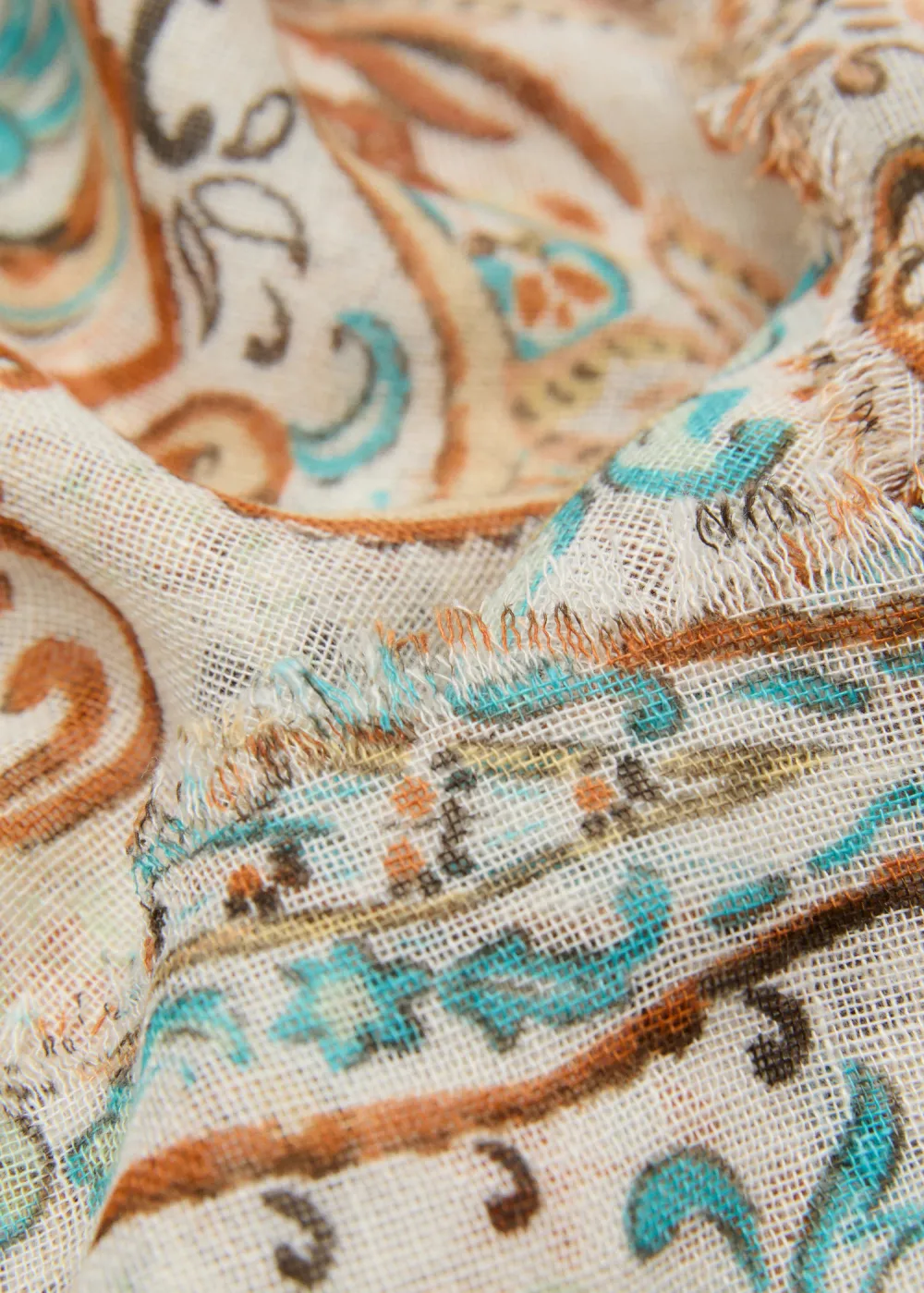 Casual Style Linen-Blend Ecru Scarf