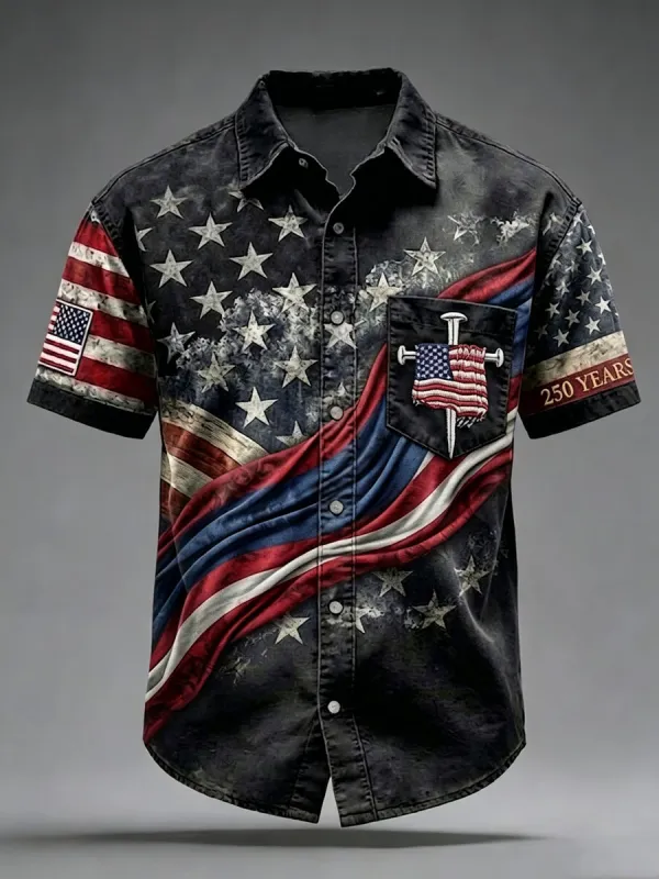 Men's Retro American 250th Anniversary Short-Sleeved  Shirt