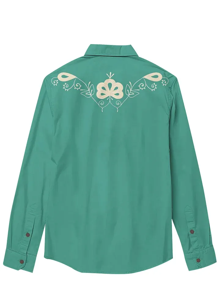 Vintage Western Cowboy - 100% Cotton Long Sleeves Shirt