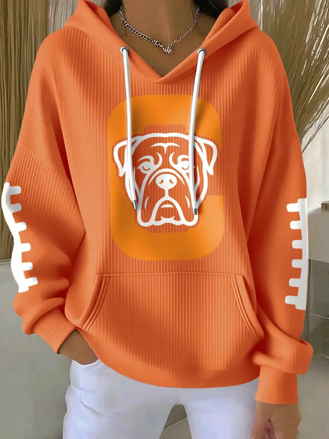 Dogs Printed Casual Hoodies with Pockets