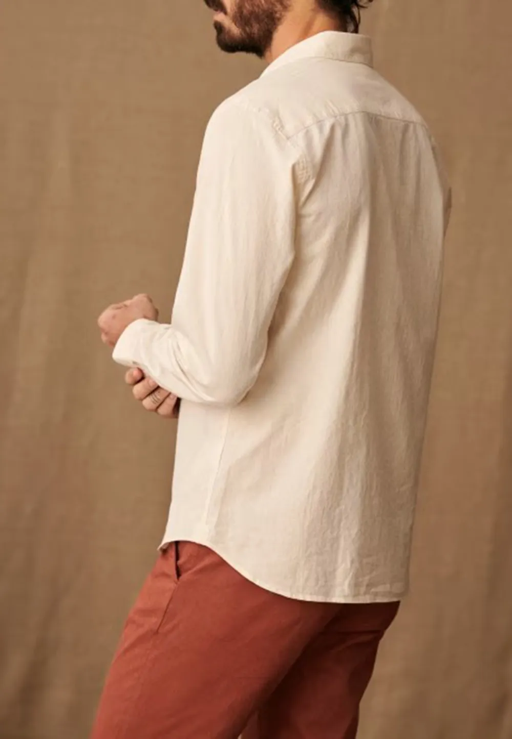 Cotton Linen  Shirt-Beige
