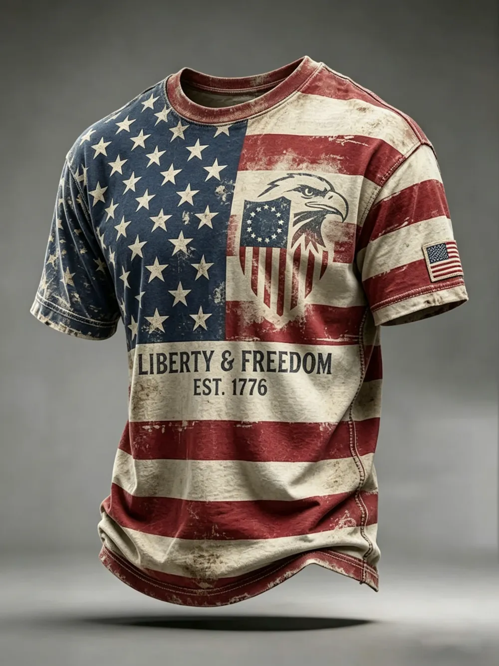 Men'S Casual American 250Th Anniversary Celebration Commemorative Printed Short Sleeved T-Shirt