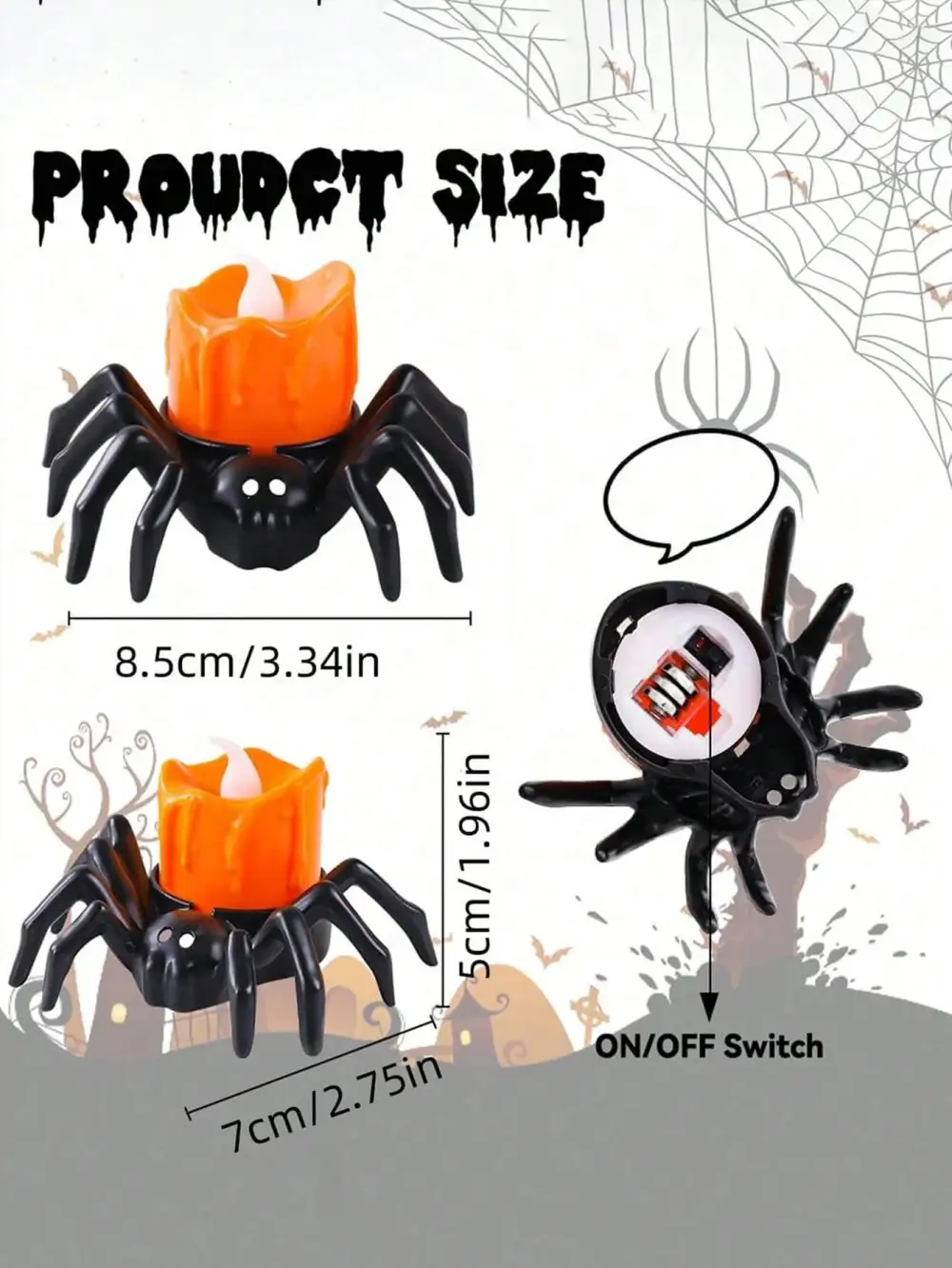 6Pcs Halloween Spider Shaped Tea Light Candles