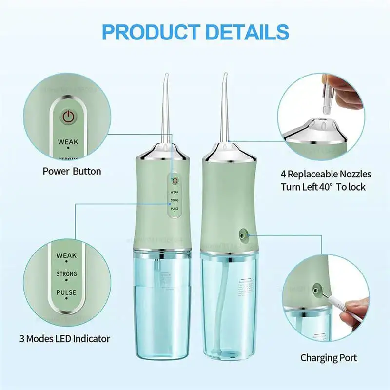 Electrically powered dental irrigator for thorough cleaning