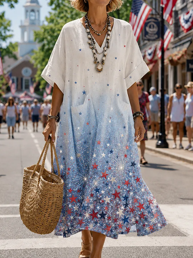 Women's USA 250th Anniversary Art Print Casual Dress