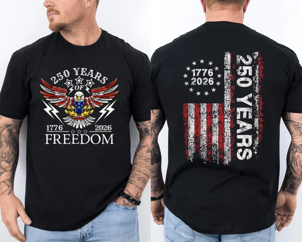 Men'S Casual American 1776-2026 Anniversary Printed Short Sleeved T-Shirt