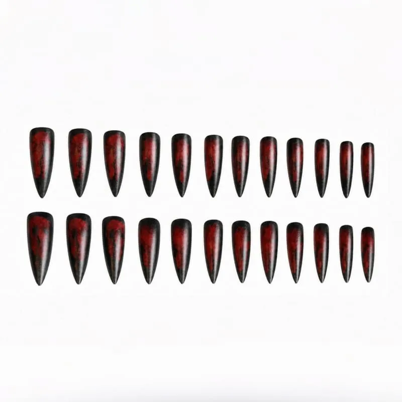 Nailhour 24Pcs Halloween Gothic Long Stiletto Press On Nails