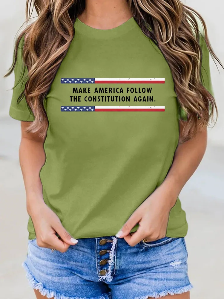 Woman'S Make America Follow The Constitution Again Crew Neck Short Sleeve T-Shirt
