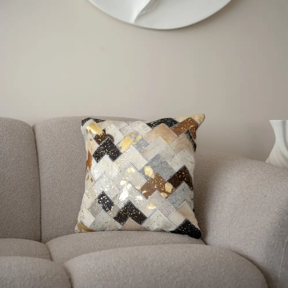 Gilded Leather Cushion Cover
