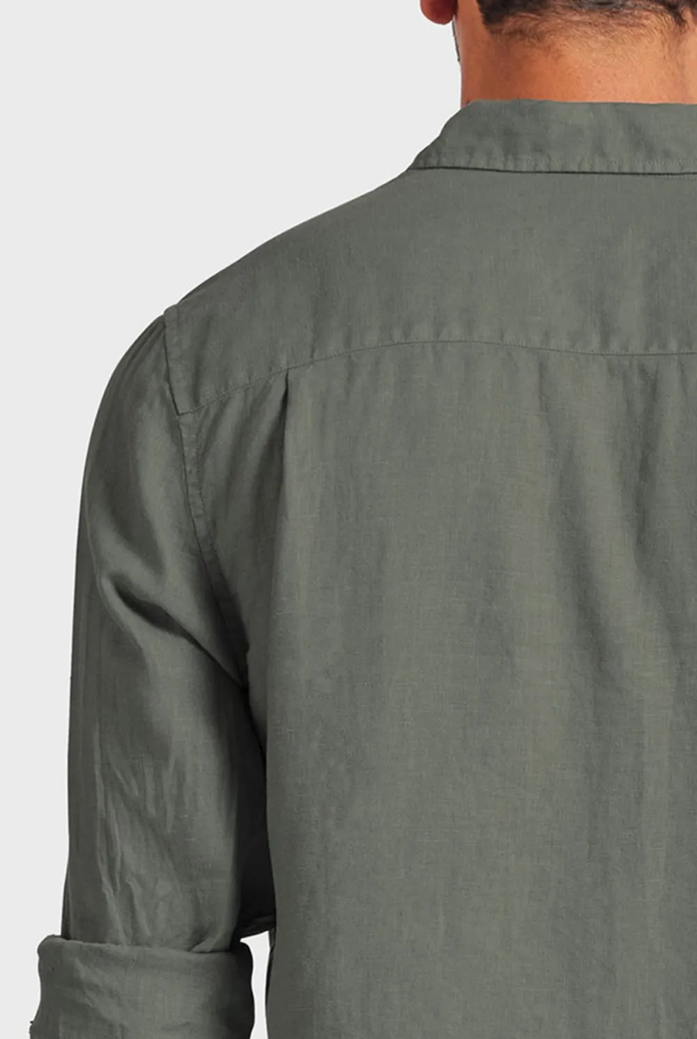 Green Linen Point Collar Shirt