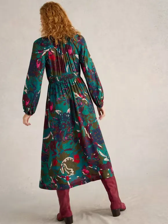 Midi Dress In Green Print